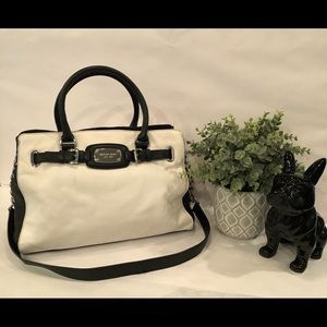 Michael Kors Blk/Wht Leather Large Hamilton Tote